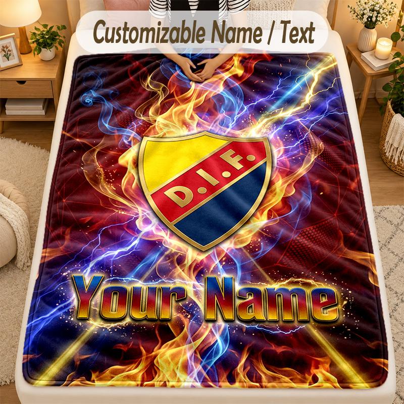 Flannel BlanketDjurgårdens IF Custom Name Text Personalized Soft Warm Throw Blanket Home Decor Gift