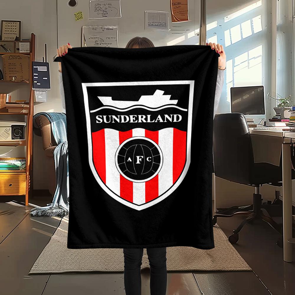 1 шт. Фланелевое одеяло с принтом Sunderland AFC, Высококачественное, Для всех сезонов, Декор для дома, Тепло и уют, Идеально для рождественских подарков