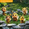 2D Flat 5-piece Set Cute Bee Friend Acrylic Garden Decoration for Patios, Lawns and Potted Plants - Ideal Holiday Gift
