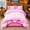 Kirby Pattern Bedding 3Pcs Set Bed Sheet And Pillowcases For Indoor Bedroom