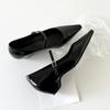Sheepskin Version French One-word Buckle with Thick Heel Inner Height Increase Mary Jane Women's Shoes Pointed Single Shoes Shallow High Heels