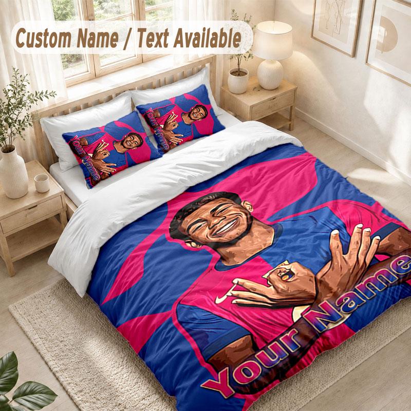 Custom Name Bedding Set 3 PiecesLamine Yamal Print Duvet Cover + 2 Pillowcases Soft Bed Decor