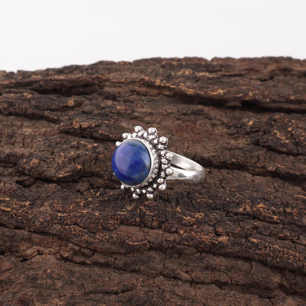 Украшения из лазурита, кольцо из стерлингового серебра 925 пробы, регулируемое кольцо ручной работы для нее, балансирующие украшения из драгоценных камней для подарка