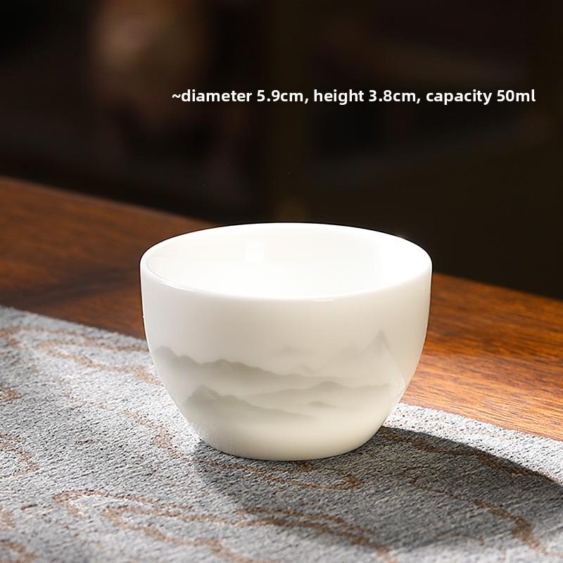 Suet Jade Porcelain Kung Fu Tea Master Cup Household White Porcelain Tea Small Gu Cup Ceramic Single Cup Tea Cup Tea Set