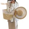 Летняя шляпа от солнца для девочек с соломенной плетеной сумкой через плечо, сумка-тоут с бантом, пляжная кепка ручной работы, сумка-тоут для отпуска, путешествий и работы