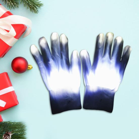 1 пара светодиодных клубных перчаток с регулируемыми режимами мигания, противоскользящими кнопками, питание от батареек