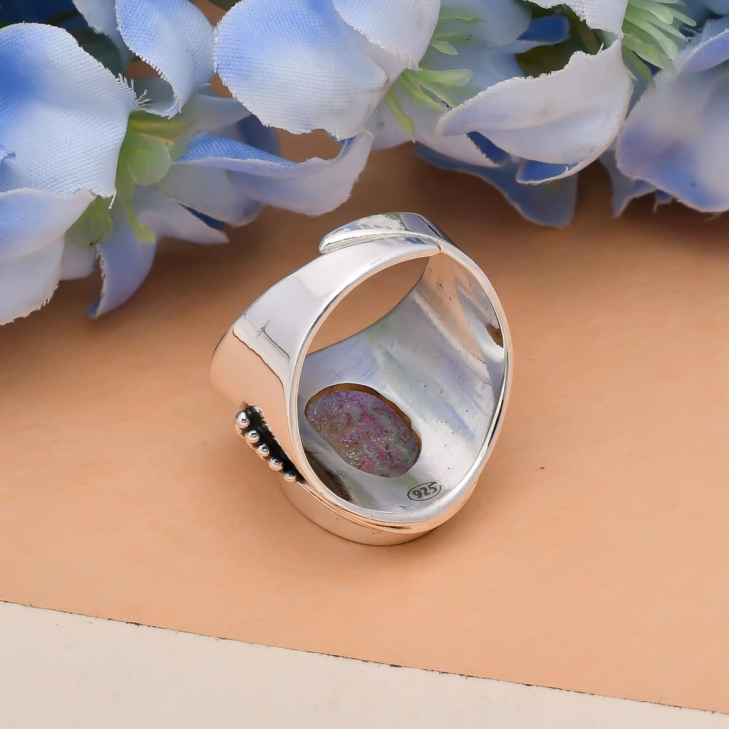 Copper Purple Turquoise 925 Sterling Silver Ring V5621, Purple Ring, Oval Ring, Valentin's Day Gift, Gift For Her, Birthday Gift, Handmade Jewelry, Si