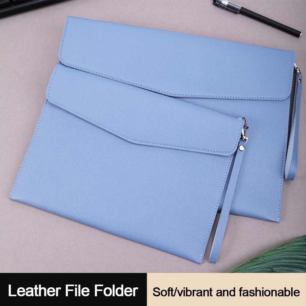 With Handle Leather Document Pouch A4 A5 File Bag Document Bag School Office