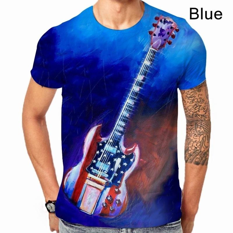 Fashion Male/female Music Bass Guitar DJ Funny 3D Printing Casual Short-sleeved T-shirt S-5XL