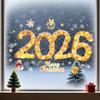 2026 Merry Christmas Window Cling Removable Waterproof PVC Xmas Golden Light String Static Glass Sticker Holiday Party Decoration Decal