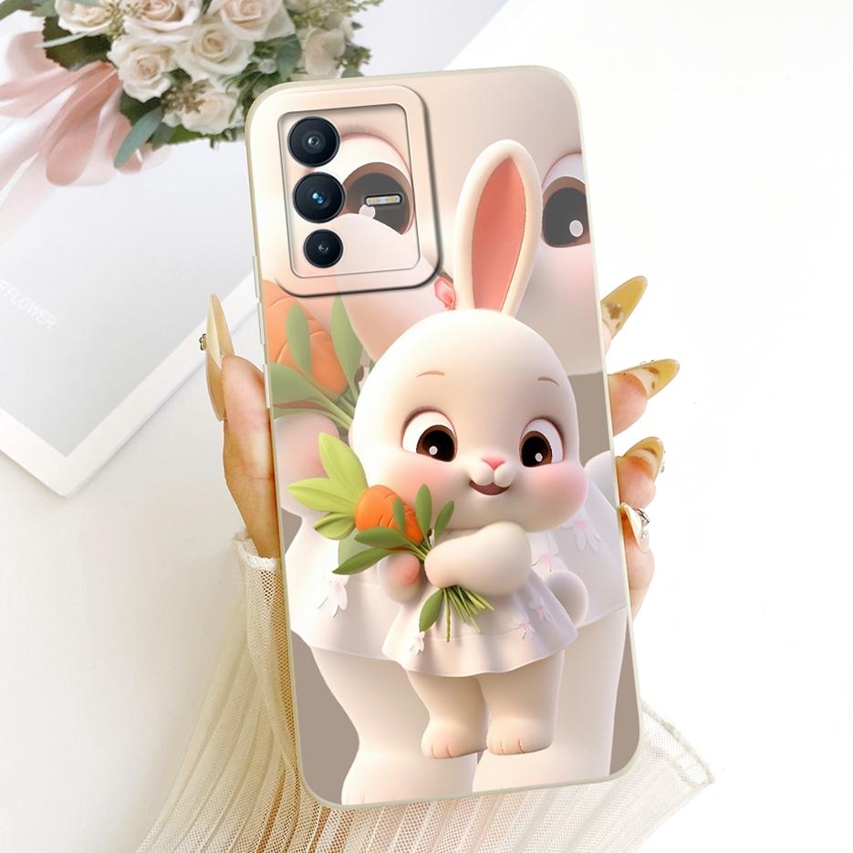 Чехол для Vivo V23 Pro V2132 Милый Мультяшный Кролик Ударопрочный Мягкий ТПУ Чехол для Телефона Для Vivo V23e V 23 VivoV23 Pro Fundas Coque
