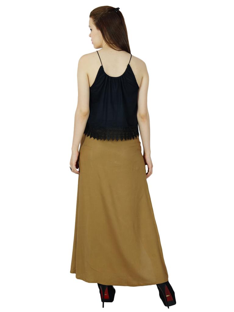 Bimba Women Rayon Maxi Skirt with Long 2 Slits