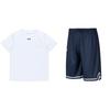 Футболка с коротким рукавом и круглым вырезом, с принтом логотипа, в полоску, удобные дышащие шорты, повседневный спортивный костюм, мужской костюм 21500513-100+24500206-409