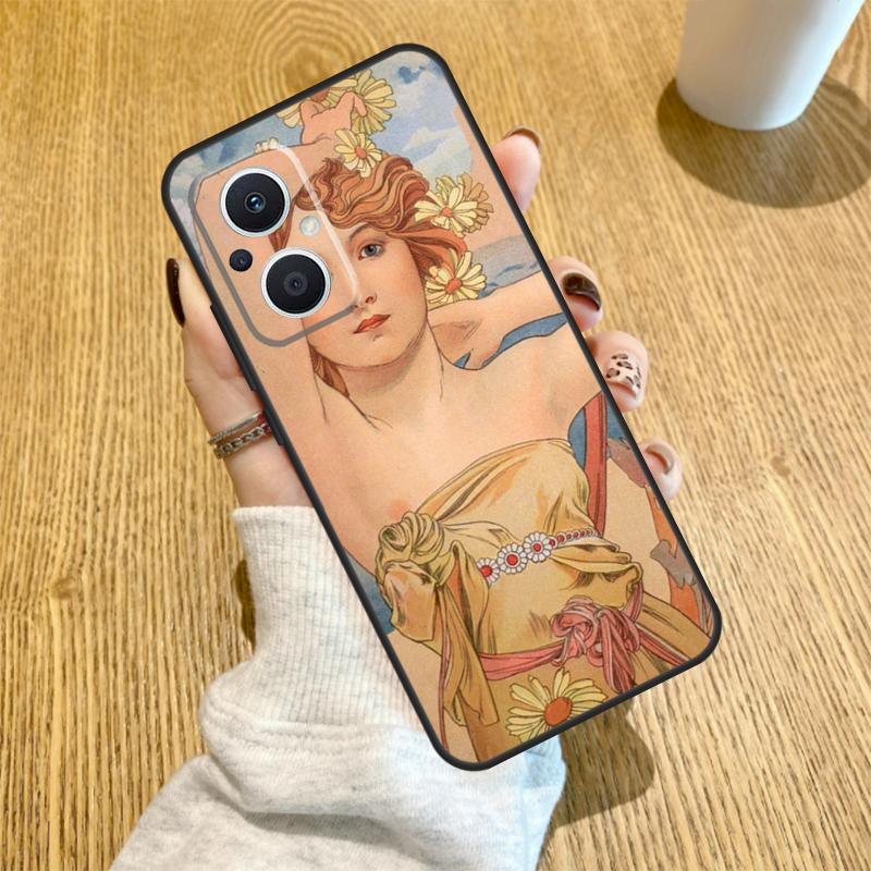 Vintage Alphonse Mucha Art Funda For OPPO Reno 7 8 Lite 14 F 13F 12F 11F 13 12 11 10 Pro OPPO Find X9 X8 X6 X5 Pro Case