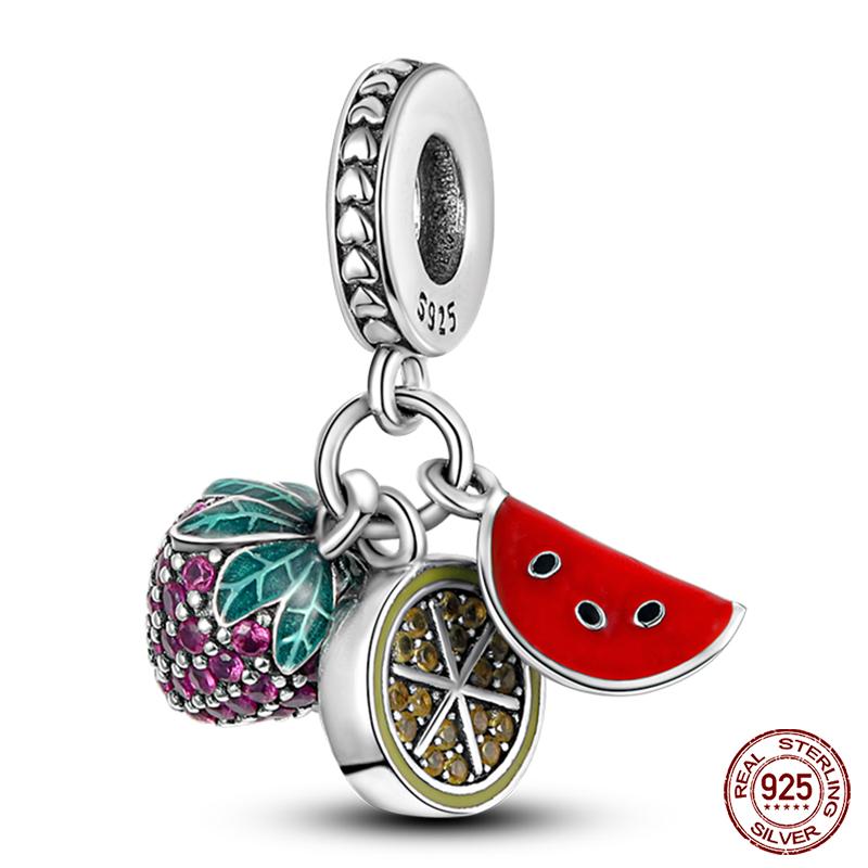 100% Copper Love Strawberry Cherry Red Series Charm Beads For Brand Original Bracelet Diy Fine Jewelry Gift