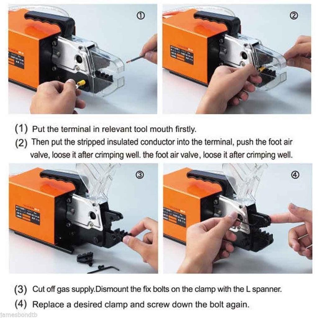 Pneumatic Crimping Tool Am-10, Air Powered Wire Terminal Crimping Machine Crimping Up To 16mm2, Pneumatic Crimper Plier Machine with 10 Sets Of Dies