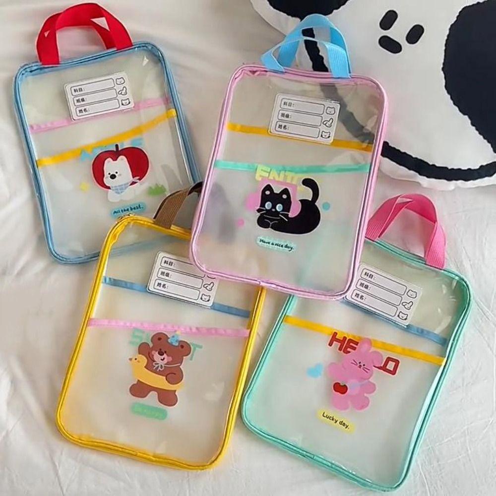 Transparent Test Paper Storage Bag Multifunctional File Folder Bag Cartoon File Bag Kids