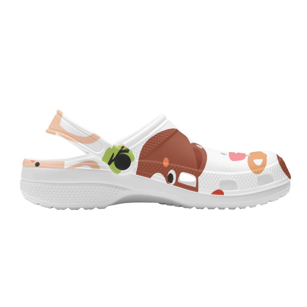 for Unisex Adults White Printed EVA Clogs Easy Clean Soft Slip On Garden Shoes Beach Pool Bathroom Home Beach Sandals Comfort Fit