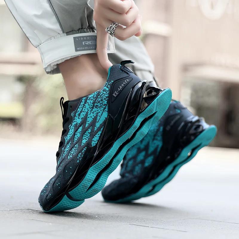 Модные мужские повседневные спортивные туфли Fly Woven Breathable TPU износостойкие амортизирующие кроссовки Blade для бега студенческие модные кроссовки