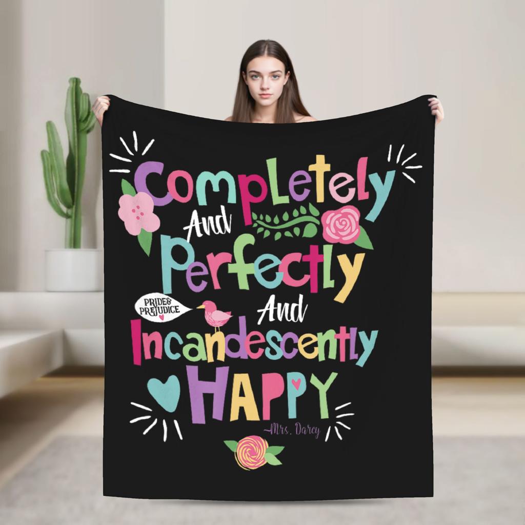 Jane Austen Pride and Prejudice Flannel Blanket Obstinate Headstrong Girls Vintage Throw Blankets for Home 200x150cm Lightweight