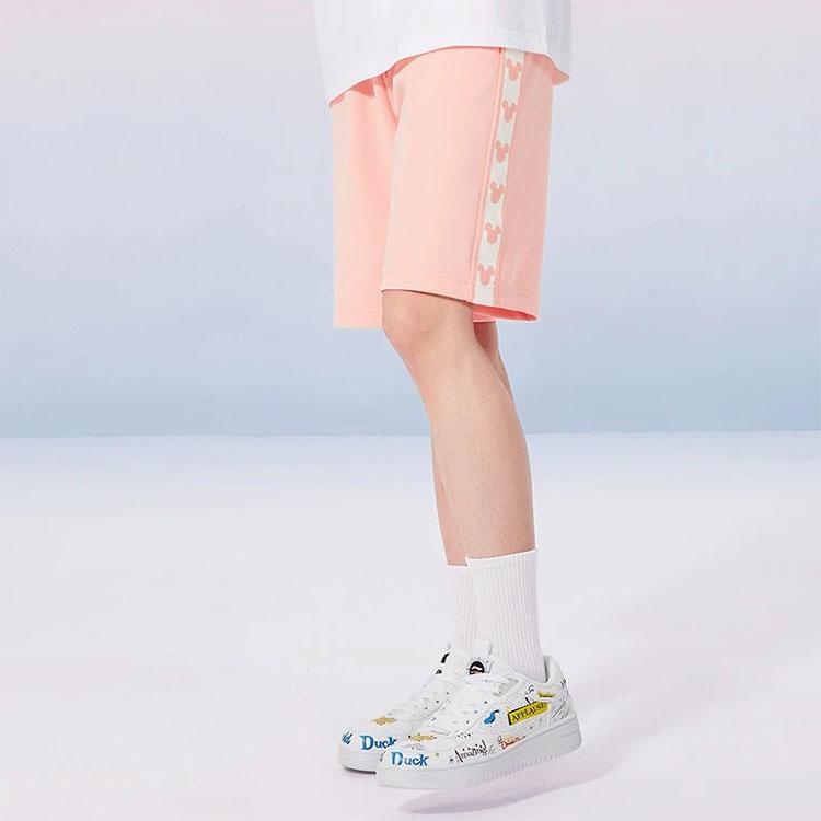 Li Ning X Disney Collaboration Sports Fashion Series Logo Print Sports Shorts Unisex Shorts Bright-Lotus-Orange AKSR531-6