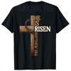 Easter Cross He Is Risen Jesus Men Women T-Shirt Cross Bible John  Saying Tee Novelty