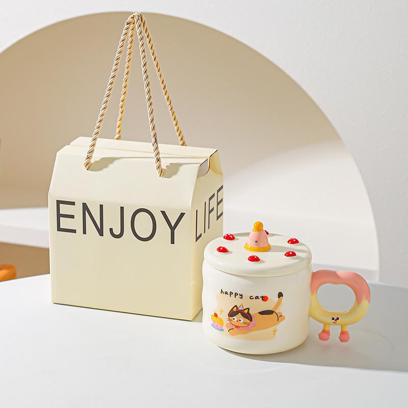 Креативная милая мультяшная кружка для торта на день рождения, керамическая, в подарок, для дома, для кофе, для воды, парная