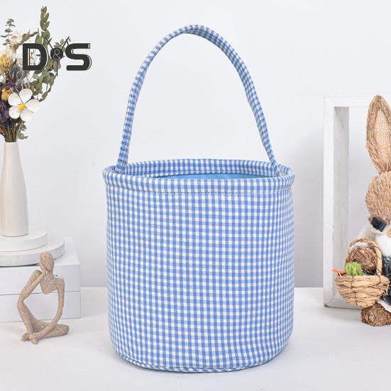 Пасхальное ведерко в клетку для детей, сумка для хранения в детской, подарочная корзина для новорожденных с ручкой для вечеринок по поиску пасхальных яиц
