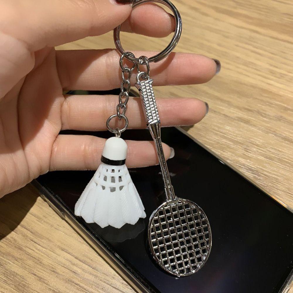 Badminton Shape Badminton Keychain Zinc Zinc Alloy Bag Pendant Mini Badminton Metal Car Keychain Unisex