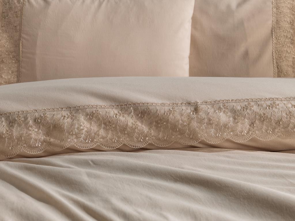 Комплект пододеяльников Yonca 6шт, Пододеяльник 200х220, Простыня 240х260 Хлопчатобумажная ткань, Полный размер, Двойной размер Бежевый