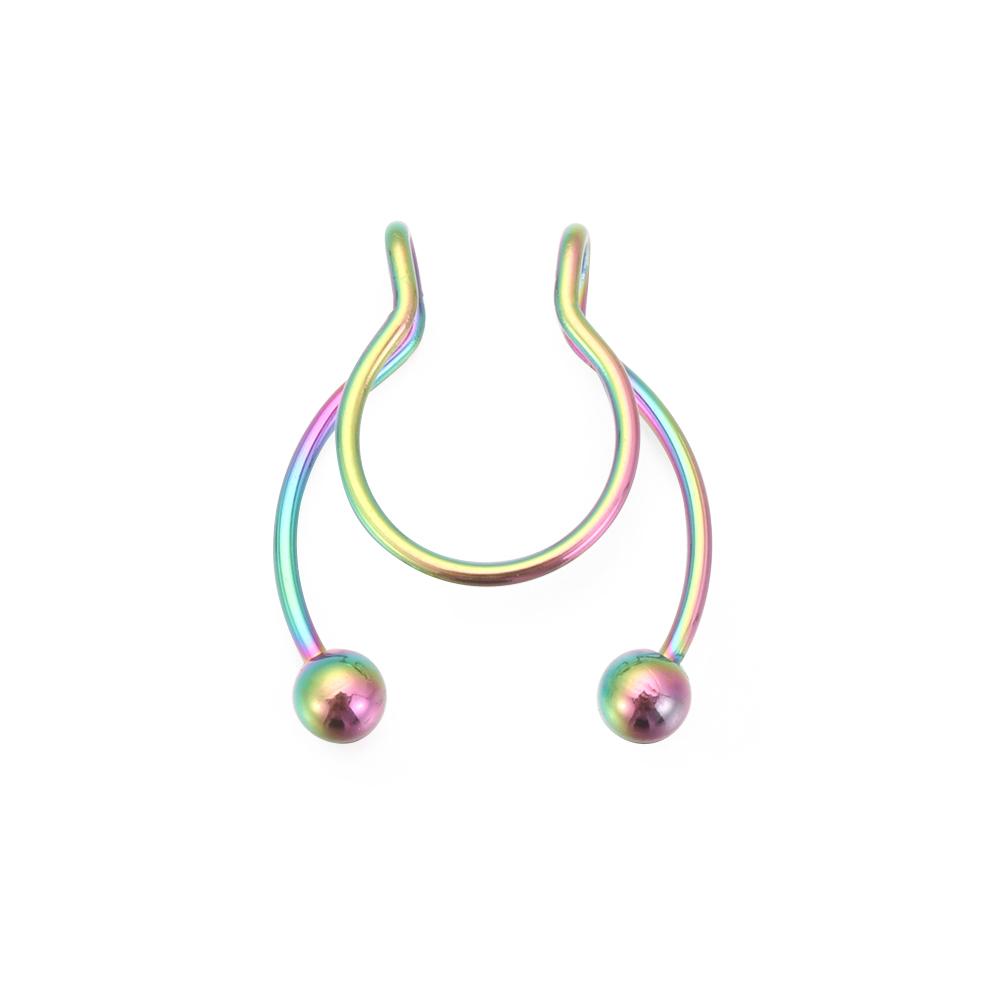 Fashion Colorful Fake Septum Stainless Steel Jewelry Non Piercing Nose Ring