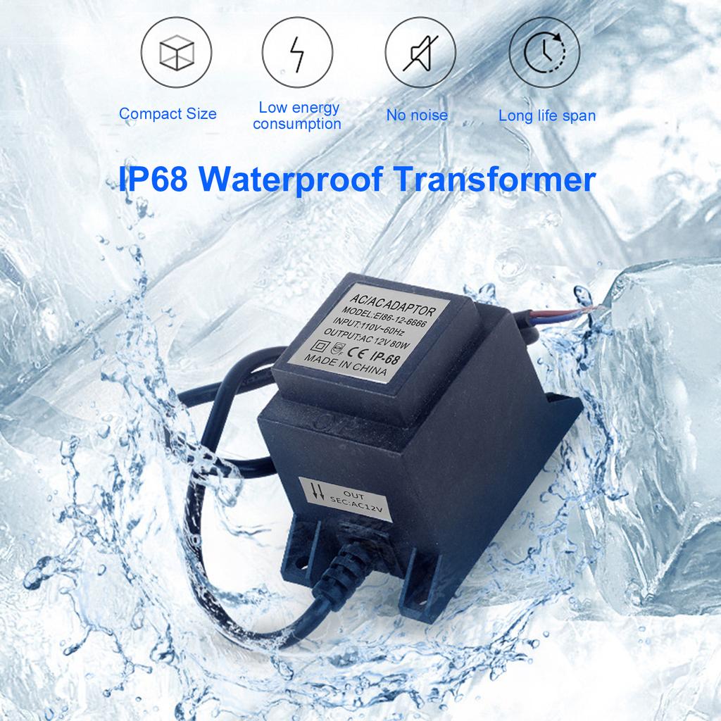  LED Power Supply, 12V 50W 60W 80W   with Automatic   for Short Circuit Overload Over Voltage, IP68  for Outdoor   Proje