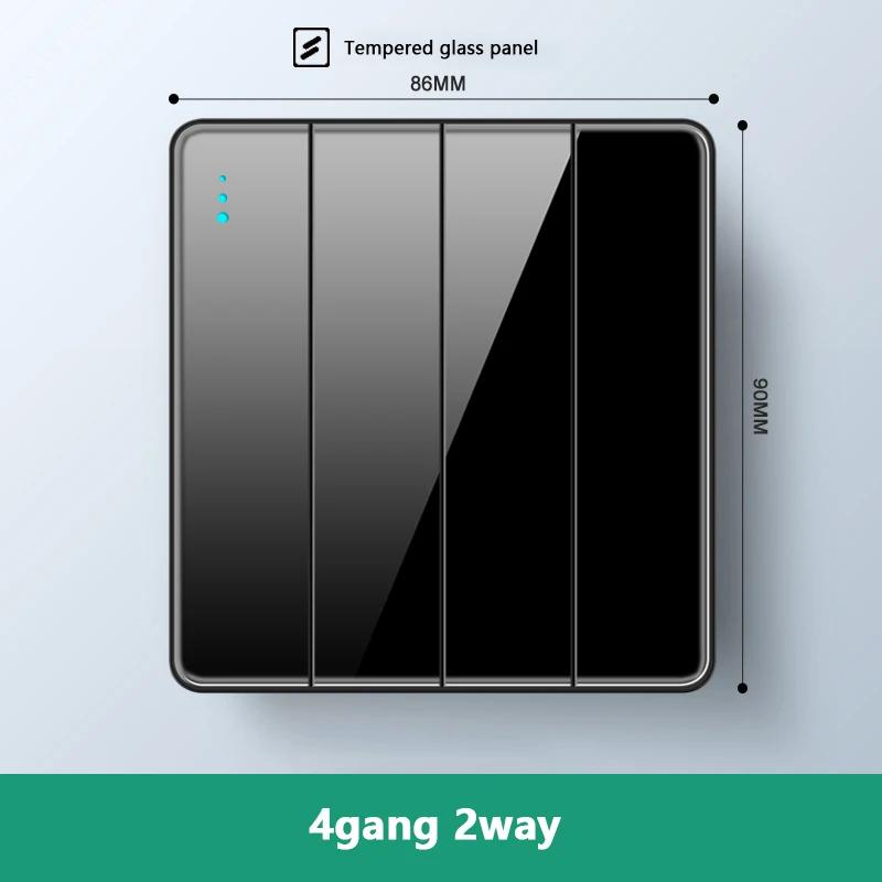 Роскошный настенный выключатель света из закаленного стекла, черная вилка UK 13A, универсальная настенная розетка с USB, 220 В, 1-канальный двухпозиционный переключатель скорости