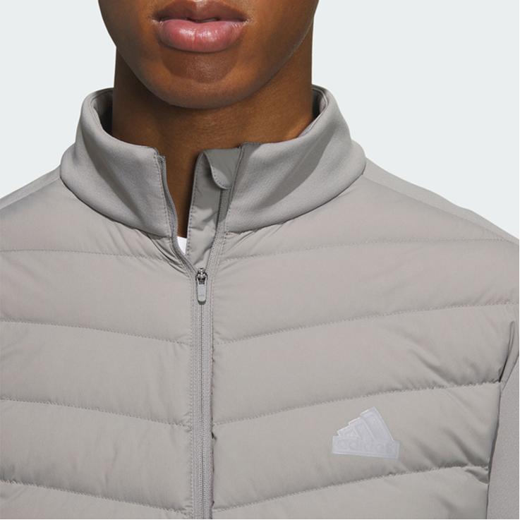 Adidas Спортивная серия однотонная молния воротник стойка длинный рукав уличный легкий хлопковый пуховик мужская куртка серый IW0785