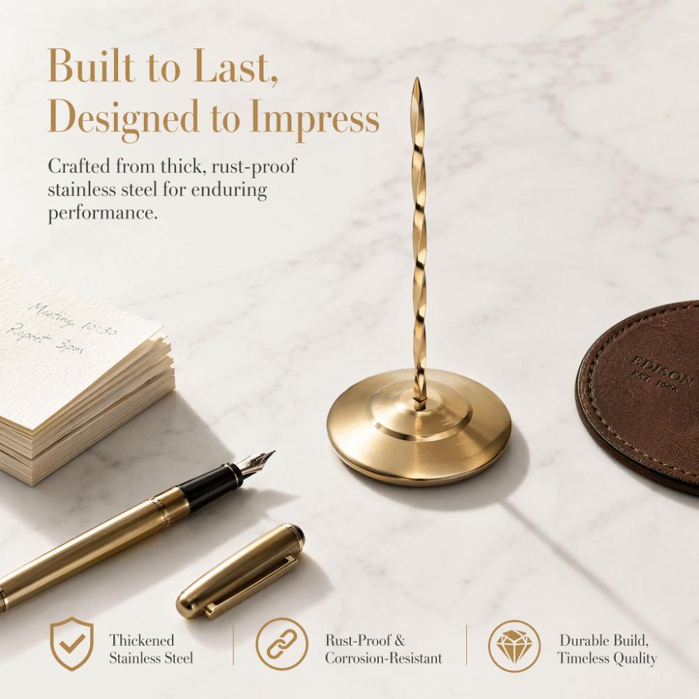 Golden Silver Receipt Spike Holder Round Bottom Check Spindle Restaurant Bar Kitchen Office Hotel