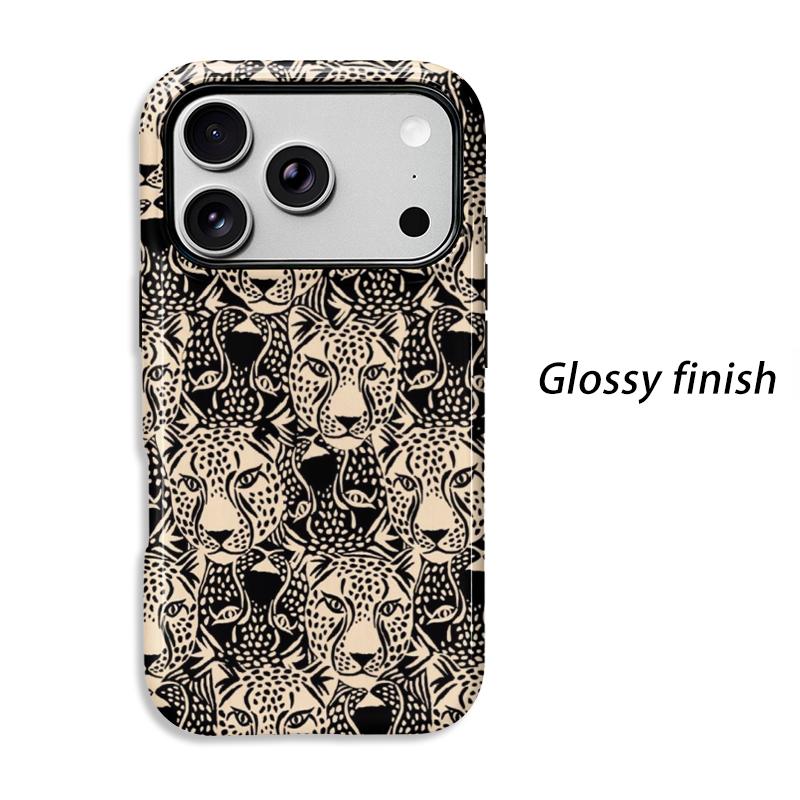 Abstract Safari Modern Leopard Face Animal Print Pattern Line Film Aesthetic Protective Shockproof Bumper Phone Case For iPhone 14 15 16 Pro Max Plus