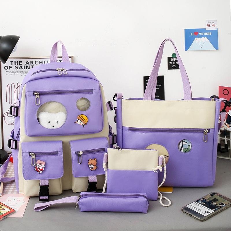 4 шт. Наборы канва школьный рюкзак большой емкости для девочек женский рюкзак школьная сумка студентка колледжа свежий рюкзак для девочек