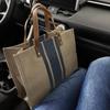 Women OL Square Handheld Briefcase Inclined Satchel Bag Leisure Canvas Large Capacity Shoulder Bags Adjustable Band Strap
