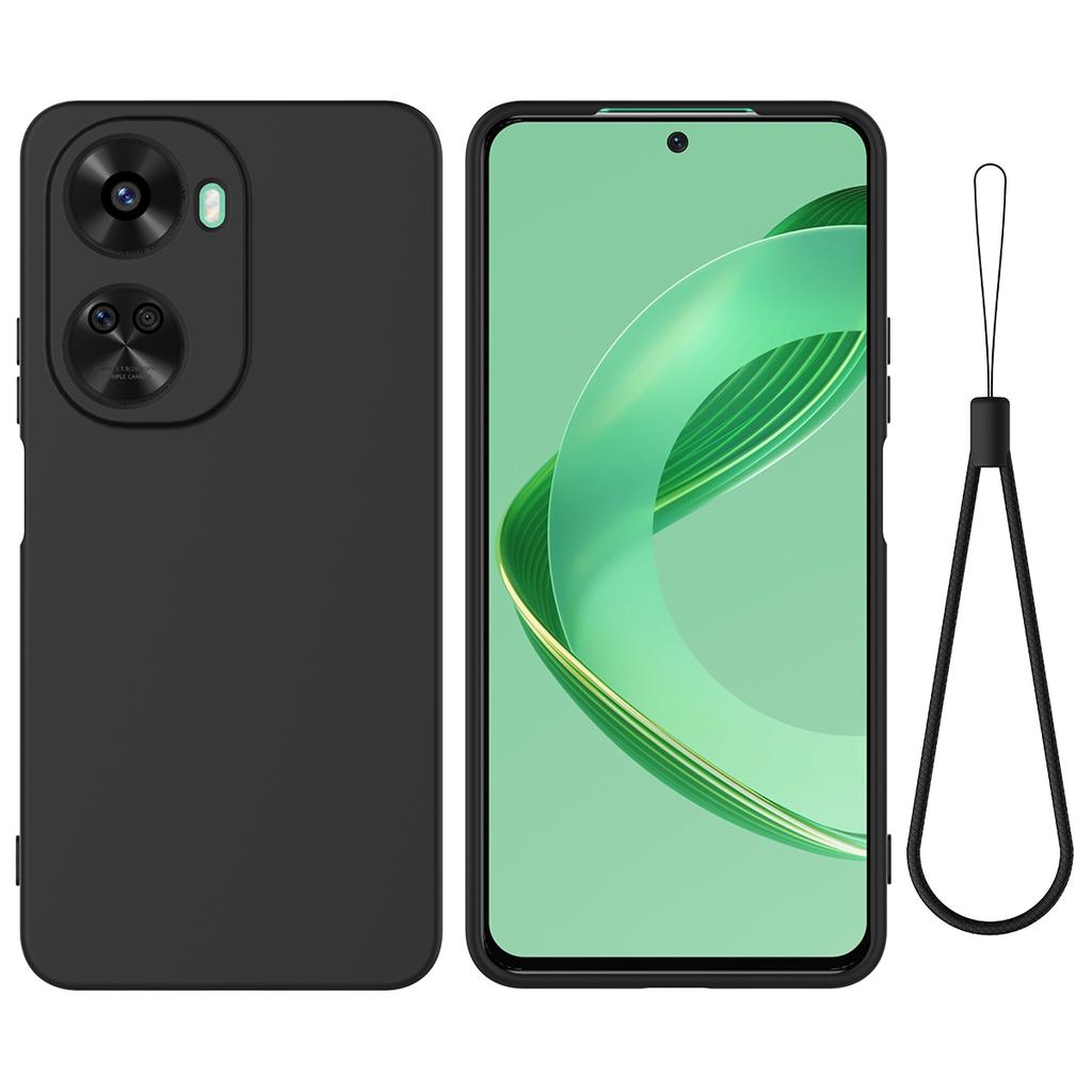 Противоударный чехол из жидкого силикона для Huawei Nova 12 SE 4G/nova 11 SE с ремешком для руки