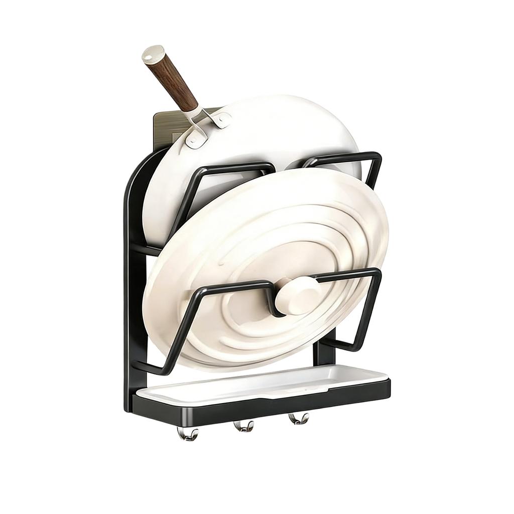 Kitchen Pot Lid Organizer, Stainless Steel Pot Lid Rack, Multi-functional Pot Lid Organizer With Detachable Drip Tray, Space-saving