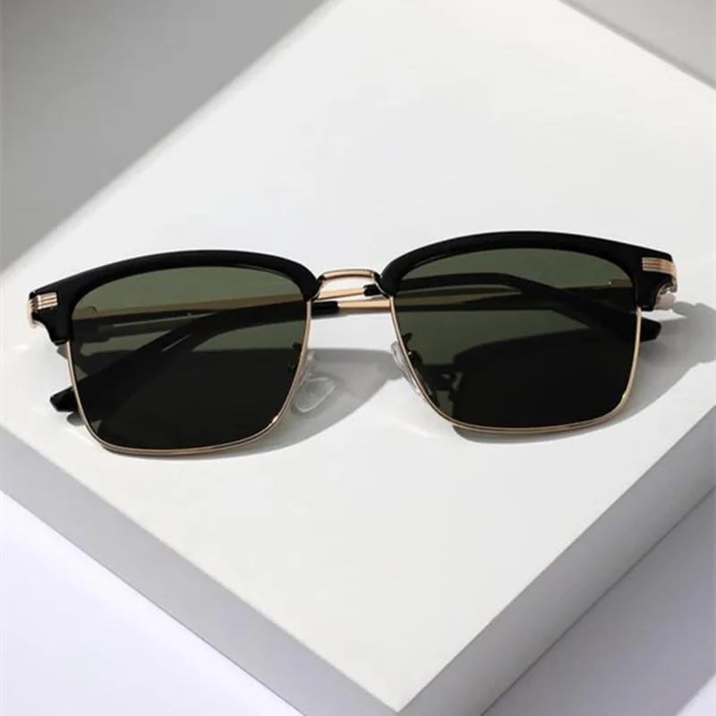 Trendy Square Sunglasses Women Men Vintage Half Frame Gradient Lens Sun Glasses for Men Outdoor Sport Eyewear UV400