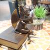 Vintage Reading Book Dragon Figurine Resin Western Flying Dragon Statue Sculpture Model Figure Ornament Toy Home Office Decoration Christmas Gift