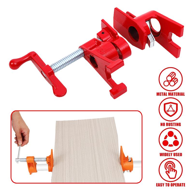 1/2" 3/4" Heavy Duty Pipe Clamp Wood Gluing Pipe Clamp Set Woodworking Board Conntacting Fixture Carpenter Hand Tool