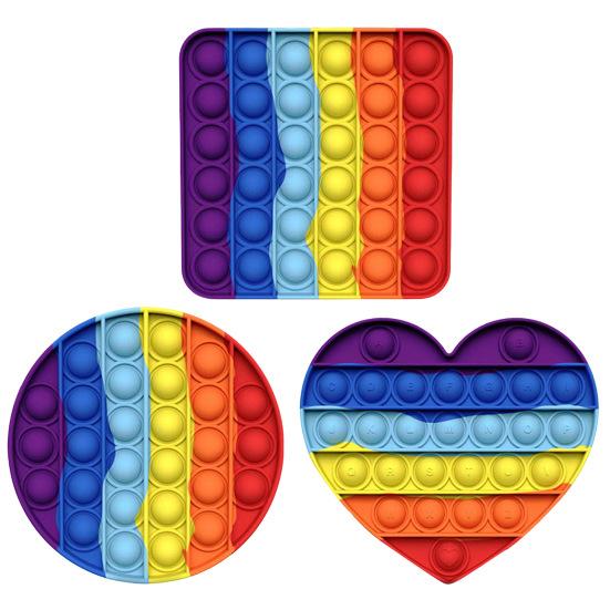 Радужная игрушка-антистресс с пупырками, круглая, квадратная, в форме сердца, игра «лопай пузыри», силиконовая, сжимаемая, сенсорная игрушка-фиджет
