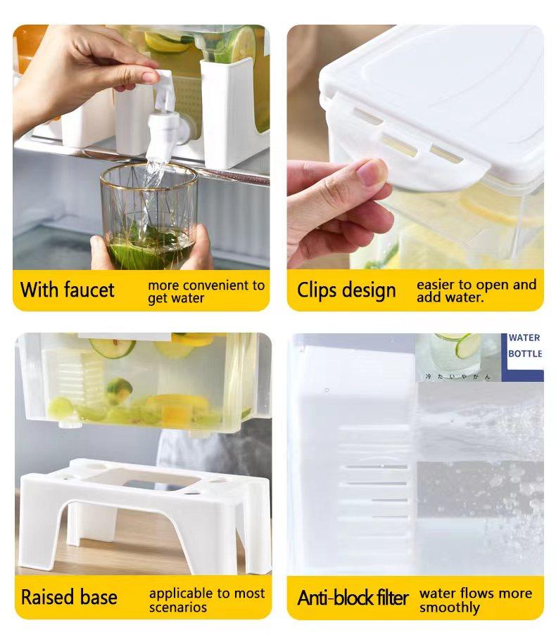 3.5L Jug, Water Pitcher with Faucet, Drink Dispenser for Cold Lemon Juice, Iced Juice Drink Container