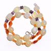 Natural Carnelian Aventurine Amethyst Gemstone Smooth Beads Necklace 17" UB-4652 UB-4652