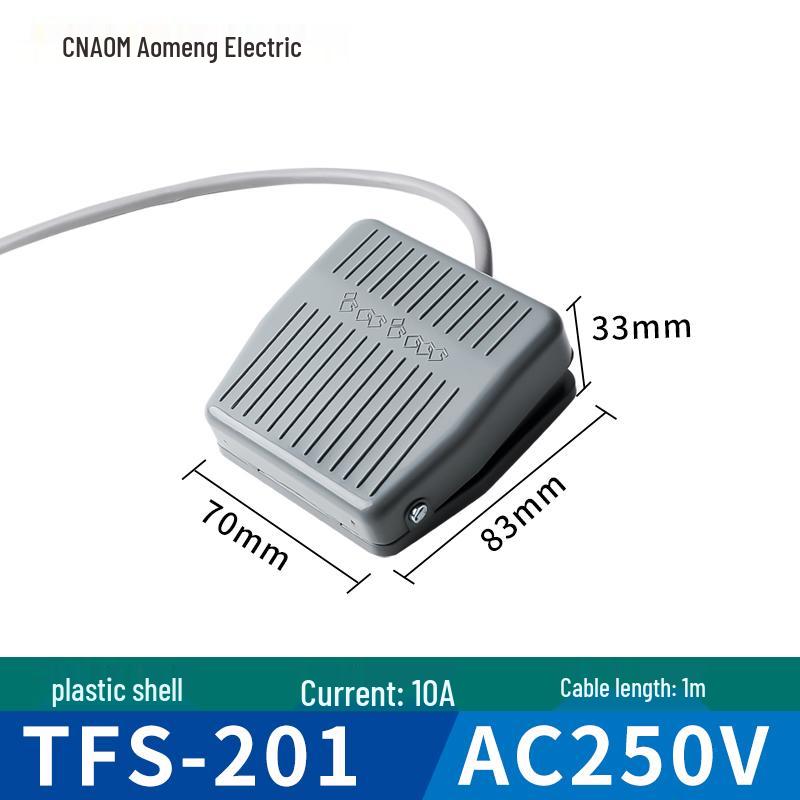 TFS-201 Plastic Foot Switch, 2m Cable, Pedal-Operated, Aviation Plug, Two/Three-Core Options