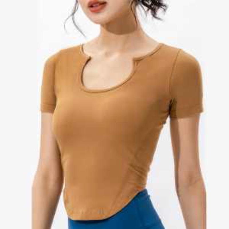 Женский Черный Спортивный Укороченный Топ Квадратный Вырез Короткий Рукав Эластичный Облегающий Топ для Йоги и Тренировок