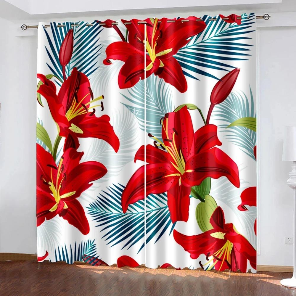 Цветочные лилии, цветник, розовые затемняющие шторы для спальни, гостиной, ванной, кухни, двери, высокое затемнение, новый узор