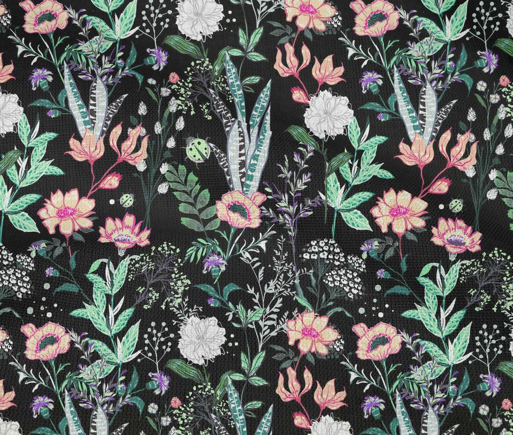 oneOone Cotton Flex Black Fabric Florals Sewing Fabric By The Yard Printed Diy Clothing Sewing Supplies 40 Inch